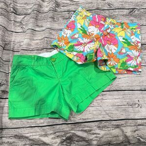 Lot of 2 Lilly Pulitzer Callahan Shorts, Paint by Numbers & Solid Green Preppy 4